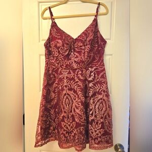 Speechless, Burgundy & Gold Lace Party Dress, Size 14W, NWOT